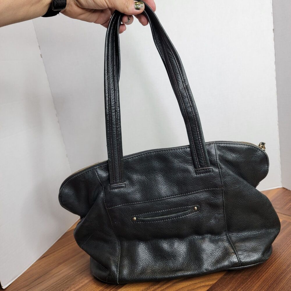 B. Makowsky Black Pebble Genuine Soft Butter Leather Shoulder Bag EUC - Picture 4 of 6